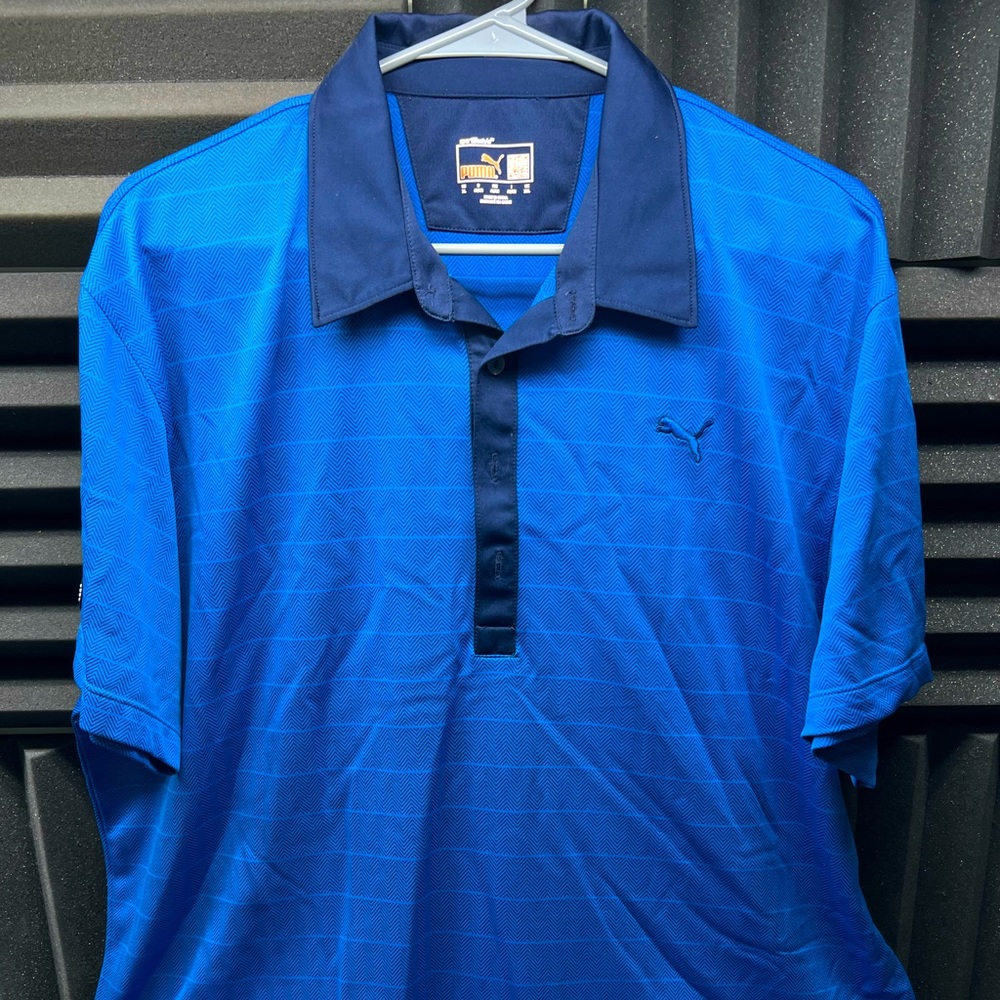 Puma Golf Polo Shirt XL Dry Cell Blue / Black